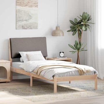 vidaXL Bedframe Bruin en taupe 100 x 200 cm Massief, Huis en Inrichting, Slaapkamer | Bedden, Verzenden, Nieuw