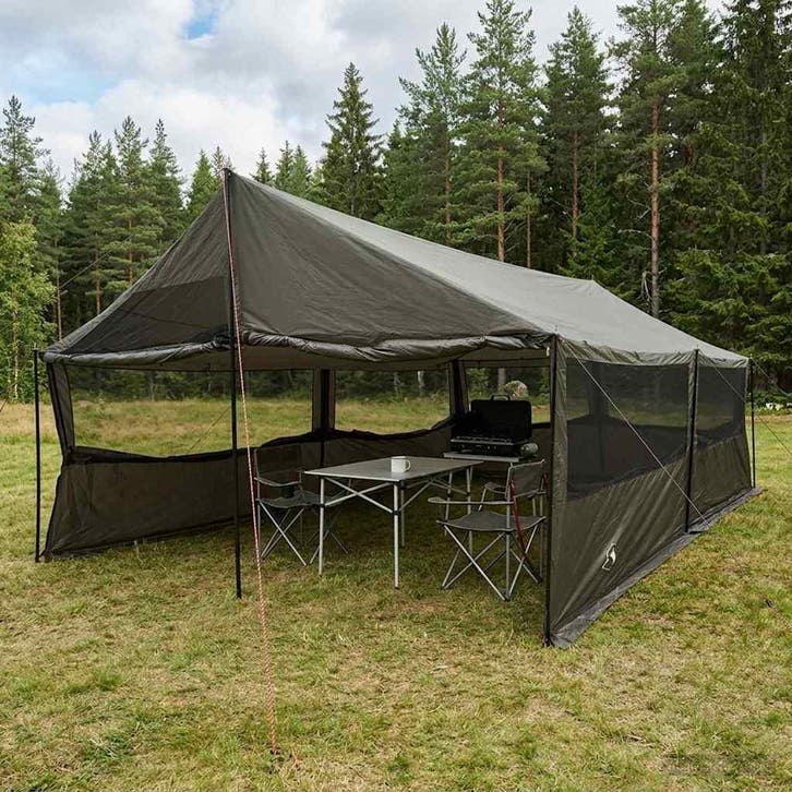 vidaXL Familietent Bruin grijs 600 x 400 x 268 cm Polyester, Caravans en Kamperen, Tenten, Nieuw, Verzenden