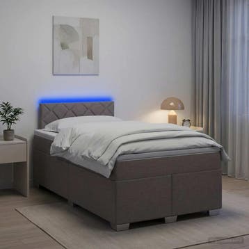 vidaXL Boxspringbed met matras en LED Taupe 120 x 190 cm, Verzenden, Nieuw