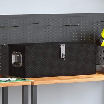 vidaXL Opbergbox 70x31x27 cm aluminium zwart, Doe-het-zelf en Bouw, Verzenden, Nieuw
