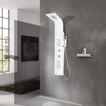 vidaXL Douchepaneel 20x44x130 cm aluminium wit, Verzenden
