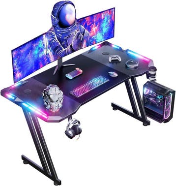 HLONONE Gaming Bureau met LED, Koolstofvezel, 120 x 60 cm, Z, Verzenden