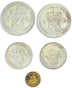 Pays-Bas. Lot of 5 Silver Coins – Willem III & Wilhelmina, Timbres & Monnaies