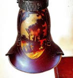 Muller Frères - Lampe - Fer forgé, verre coloré (gravé,