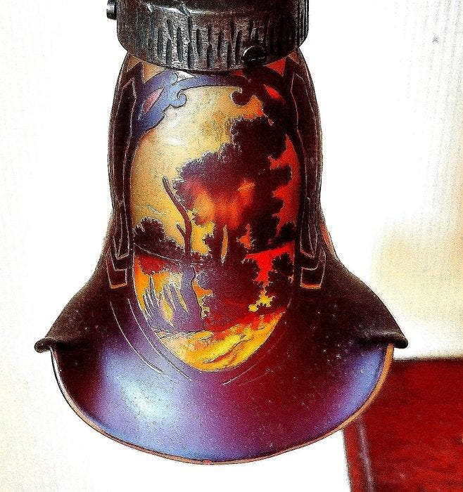 Muller Frères - Lampe - Fer forgé, verre coloré (gravé,, Antiek en Kunst, Kunst | Designobjecten