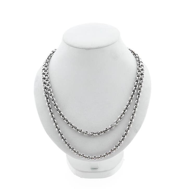 Massief zilveren ankerschakel ketting, Handtassen en Accessoires, Kettingen, Overige kleuren, Gebruikt, Zilver, Ophalen of Verzenden