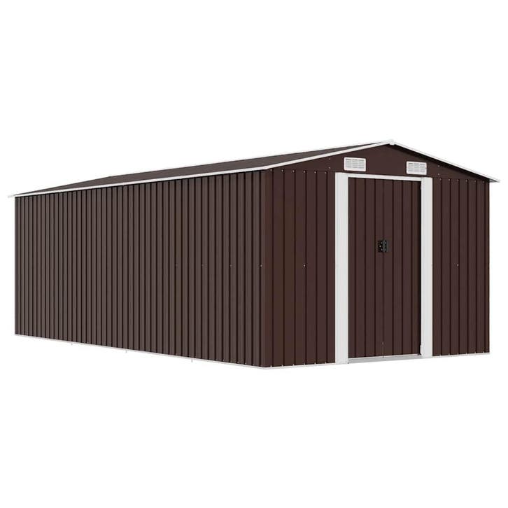 vidaXL Tuinschuur 257x489x181 cm metaal bruin, Tuin en Terras, Tuinhuizen, Nieuw, Verzenden