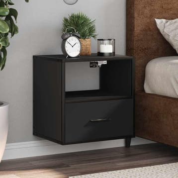 vidaXL Nachtkastjes wandgemonteerd 2 st 40x31x39,5 cm zwart, Verzenden, Nieuw