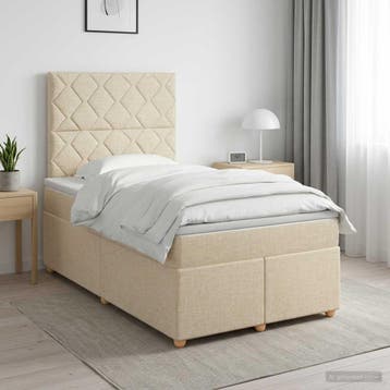 vidaXL Boxspringbed met matras Crèmekleurig 120 x 200 cm, Verzenden, Nieuw