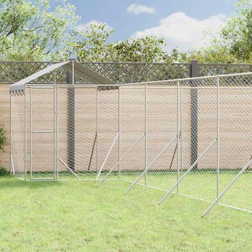vidaXL Hondenkennel met dak 12x12x2,5 m gegalvaniseerd staal, Verzenden