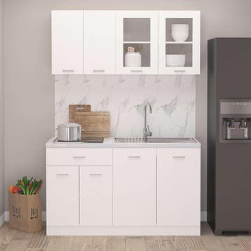 vidaXL 4-delige Keukenkastenset Lyon bewerkt hout wit, Verzenden, Nieuw