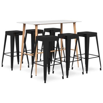 vidaXL 7-delige Barset wit en zwart, Verzenden, Nieuw