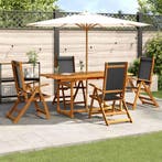 vidaXL 5-delige Tuinset massief acaciahout en textileen, Verzenden, Nieuw, Tuinset