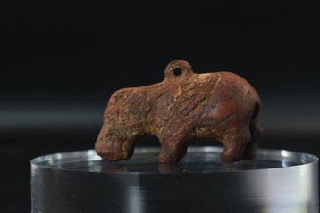 Oud-Egyptisch Jasper Amulet van een nijlpaard - 36 mm