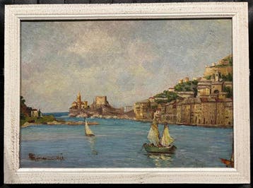 École italienne (XX) - Porto Venere e la Chiesa di San, Antiquités & Art