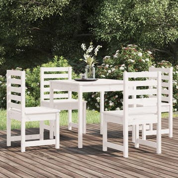 vidaXL 5-delige Tuinset massief grenenhout wit, Verzenden, Nieuw, Tuinset
