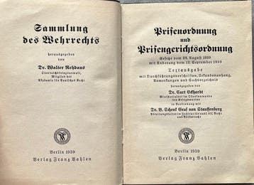 Hrsg. Berthold Schenk Graf von Stauffenberg - Prisenordnung