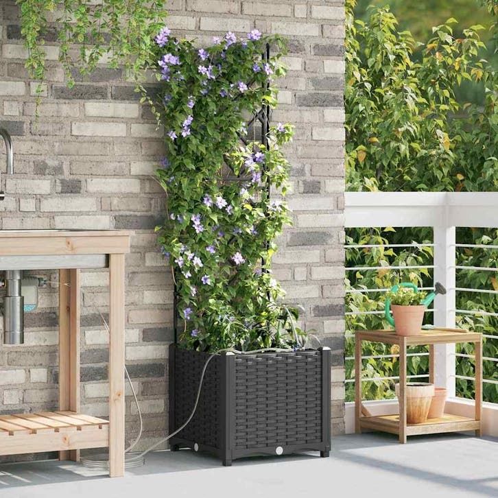 vidaXL Tuin Plantpot Zwart 40 x 40 x 142 cm Kunststof, Tuin en Terras, Bloempotten, Nieuw, Verzenden