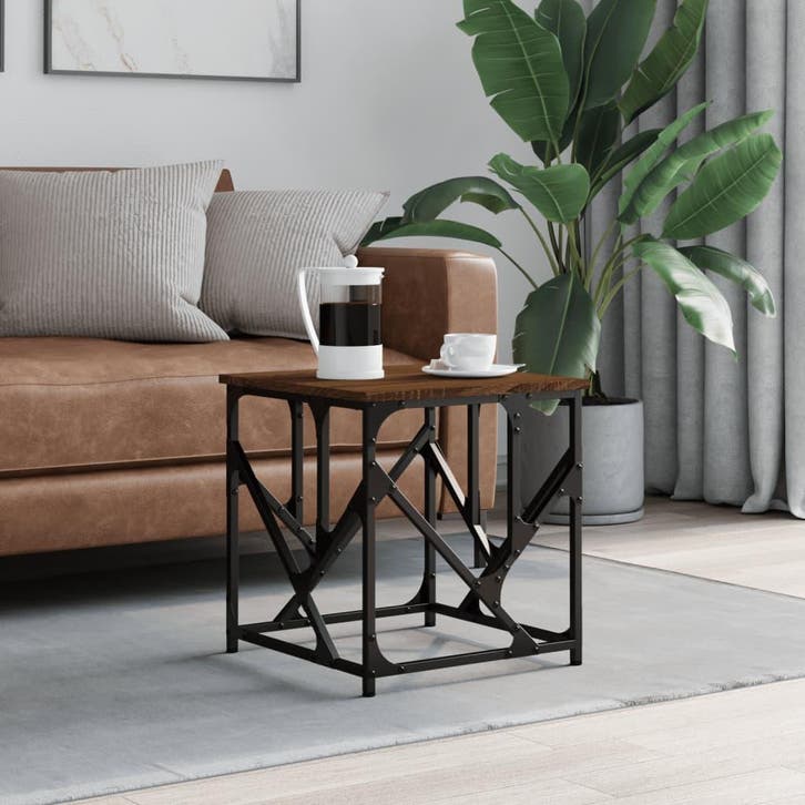 vidaXL Salontafel 45x45x47,5 cm bewerkt hout bruin, Huis en Inrichting, Tafels | Salontafels, Nieuw, Verzenden