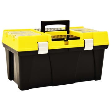 vidaXL Gereedschapskist 595x337x316 mm kunststof geel, Verzenden