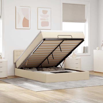 vidaXL Bed poef met matras en LEDs 140x200 cm stof, Verzenden, Nieuw
