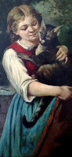 École européenne (XX) - Joven del gato