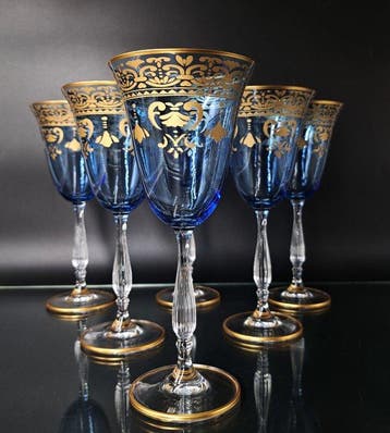 Artemisia Bohemia Firmati - Verre à vin (6) - Cristal, Or