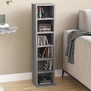 vidaXL Cd-kast 21x20x88 cm bewerkt hout grijs sonoma, Maison & Meubles, Accessoires pour la Maison | Étagères pour CD & DVD, Verzenden