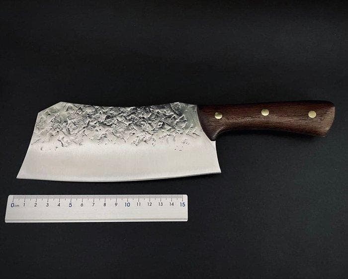 Keukenmes - Chinese hakmes voor de keuken met gehämmerd, Antiquités & Art, Antiquités | Ustensiles de cuisine