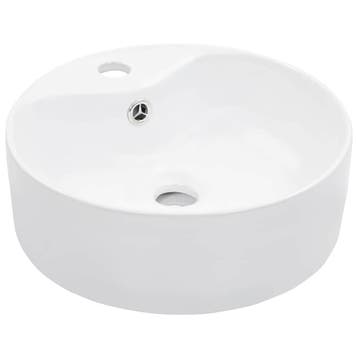vidaXL Wastafel met overloop 36x13 cm keramiek wit, Verzenden, Nieuw