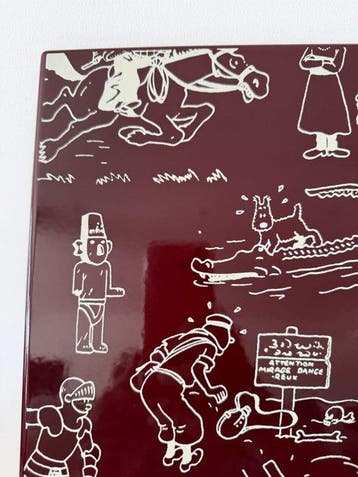 Tintin - 1 Plaque émaillée tintin page de garde 35/35 cm