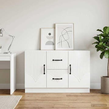 vidaXL Dressoir met lade Hoogglans Wit 89 x 34,5 x 57 cm, Verzenden
