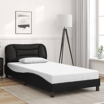 vidaXL Bedframe zonder matras Hvar kunstleer zwart 100x200, Verzenden