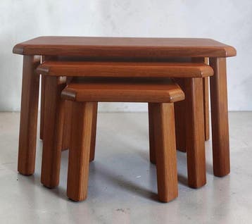 Tables gigognes - Chêne - Trois tables dappoint vintage