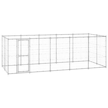 vidaXL Hondenkennel 12,1 m² gegalvaniseerd staal, Verzenden, Nieuw
