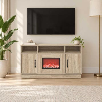 vidaXL Elektrische haard Sonoma 100 x 33 x 55 cm Bewerkt, Maison & Meubles, Verzenden
