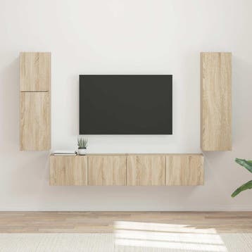 vidaXL Tv-meubelset 4 st Sonoma Eik Bewerkt hout, Verzenden