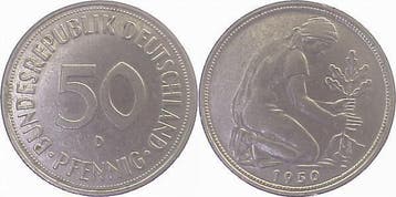 Duitsland 50 Pfennig 1950 D magnetisch J 384, Verzenden