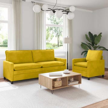 vidaXL bank / zetelstel 2 st Geel Fluweel, Verzenden, Nieuw