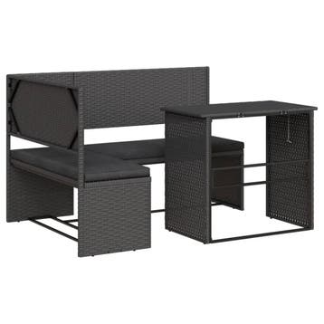 Banc jardin L poly-rotin noir -52% - Retour client unique, Verzenden