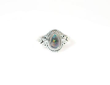 Zwarte Chalama-opaal Ring / cabochon / nieuw- 3.38 g - (1)