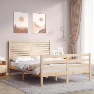 vidaXL Bedframe met hoofdbord massief hout, Verzenden, Nieuw
