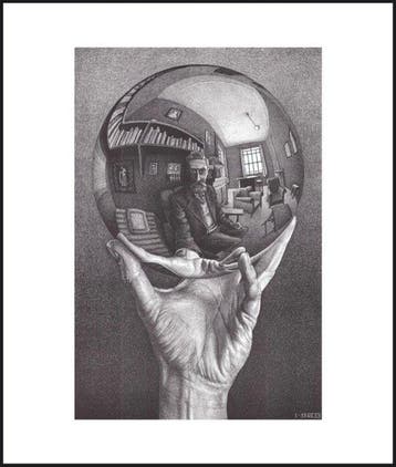 M.C. Escher - “Hand with Sphere”. Gedateerd en gesigneerd in, Antiek en Kunst