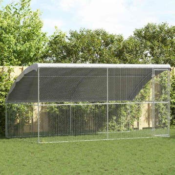 vidaXL Kippenkooi met 1 deur 2 st zilver 400x200x200cm, Verzenden