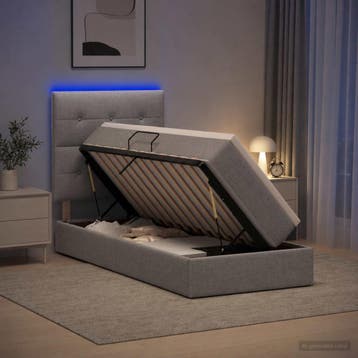 vidaXL LED opbergbed met matras Lichtgrijs 90 x 190 cm Stof, Verzenden