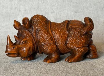 Statue, Neushoorn - 6.5 cm - Buxushout