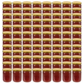 vidaXL Jampotten met goudkleurige deksels 96 st 230 ml glas, Verzenden, Nieuw