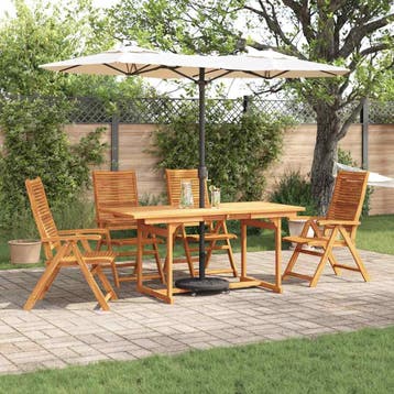vidaXL Tuin Eettafel Set 5 st Bruin Massief Acacia Hout, Verzenden