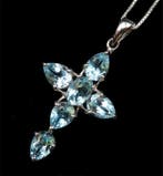 Topaas - Zilver, Ketting Croix de Haute Magie en Topaas