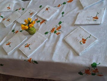 Magnifique nappe de table avec une précieuse broderie à la